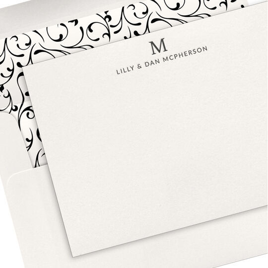 Serif Initial Letterpress Flat Note Cards